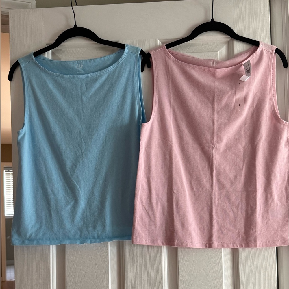 GAP Factory Blue and Pink Tank Tops